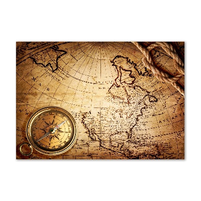 Fotoobraz na ścianę szklany Kompas na mapie