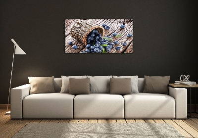 Cuadro de cristal templado moderno horizontal Bayas en una cesta