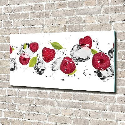 Impresión en cristal con acabado brillante horizontal Frambuesa y agua