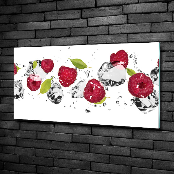 Impresión en cristal con acabado brillante horizontal Frambuesa y agua
