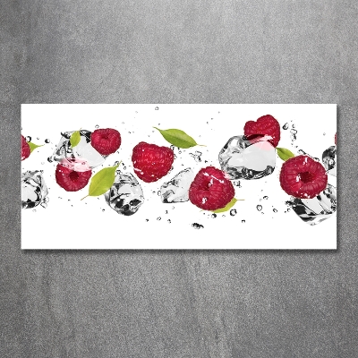 Impresión en cristal con acabado brillante horizontal Frambuesa y agua