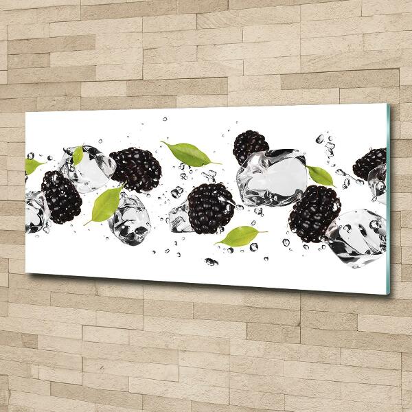 Foto en cristal de alta calidad con impresión uv horizontal Cerezas y agua