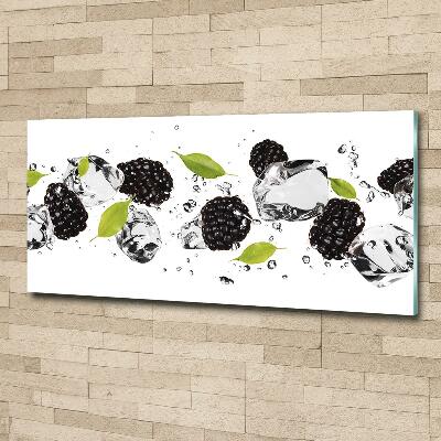 Foto en cristal de alta calidad con impresión uv horizontal Cerezas y agua