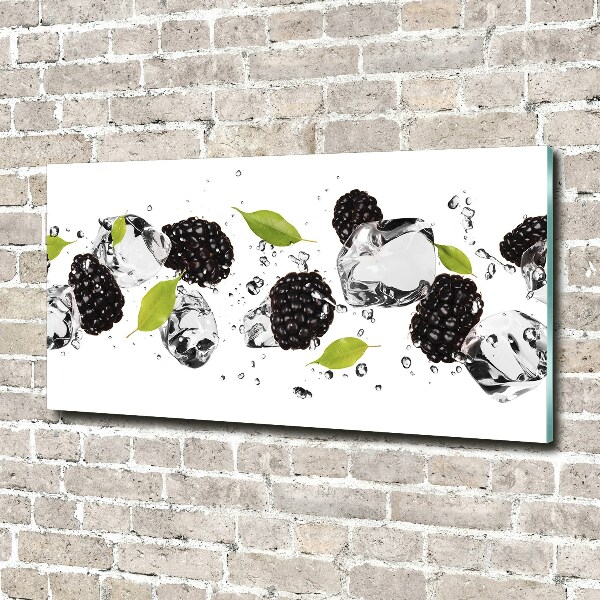 Foto en cristal de alta calidad con impresión uv horizontal Cerezas y agua