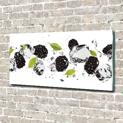 Foto en cristal de alta calidad con impresión uv horizontal Cerezas y agua