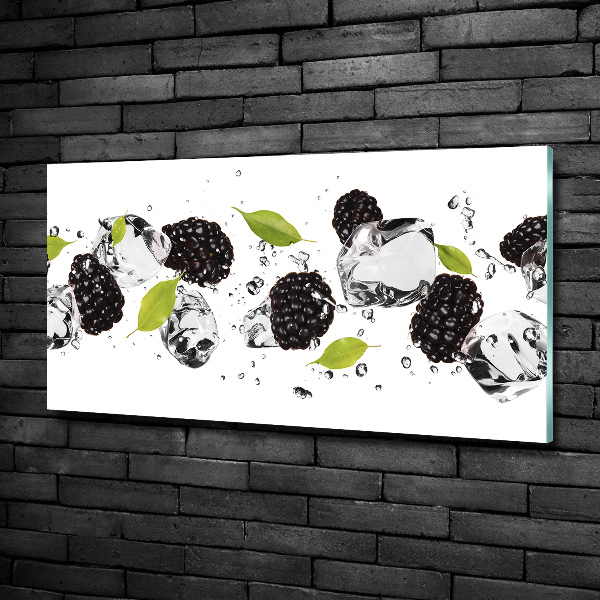 Foto en cristal de alta calidad con impresión uv horizontal Cerezas y agua