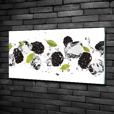 Foto en cristal de alta calidad con impresión uv horizontal Cerezas y agua