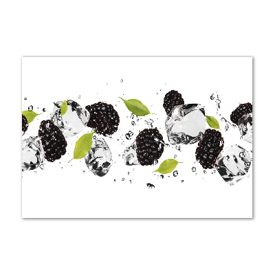 Foto en cristal de alta calidad con impresión uv horizontal Cerezas y agua