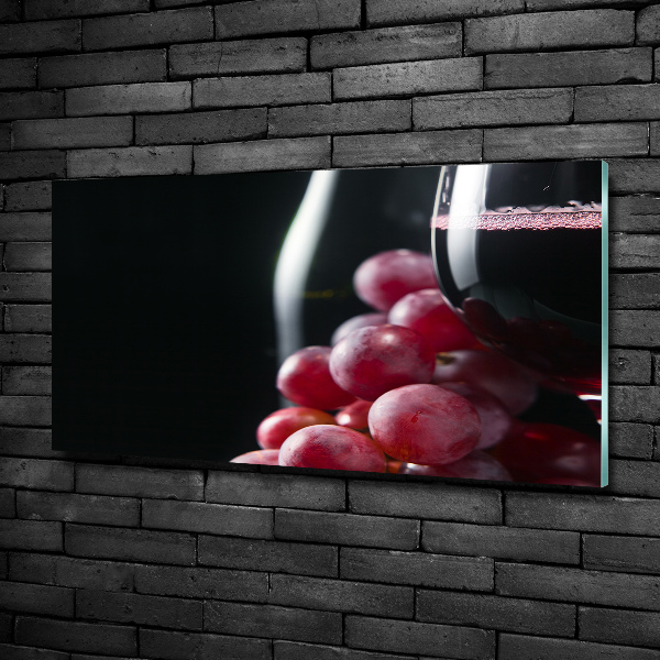 Impresión en cristal con acabado brillante horizontal Uvas y vino