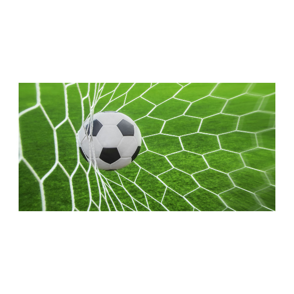 Cuadro decorativo de vidrio para salón horizontal El balón está en la portería.