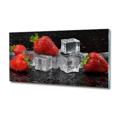 Cuadro de cristal templado moderno horizontal Fresas con hielo