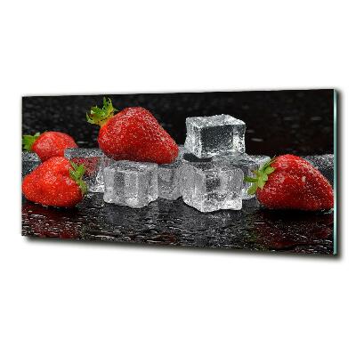 Cuadro de cristal templado moderno horizontal Fresas con hielo