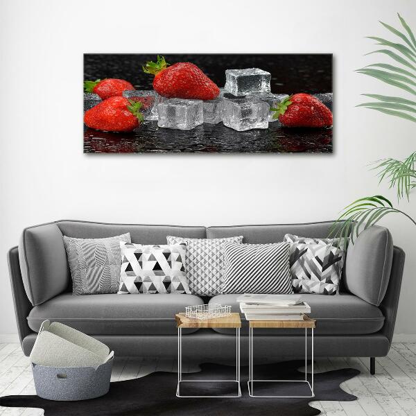 Cuadro de cristal templado moderno horizontal Fresas con hielo