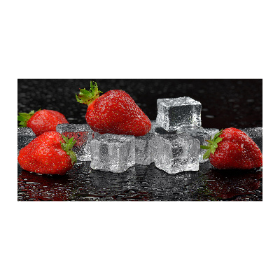 Cuadro de cristal templado moderno horizontal Fresas con hielo