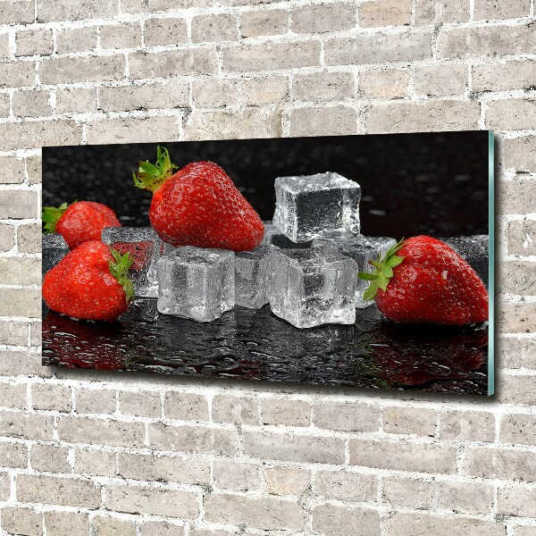 Cuadro de cristal templado moderno horizontal Fresas con hielo
