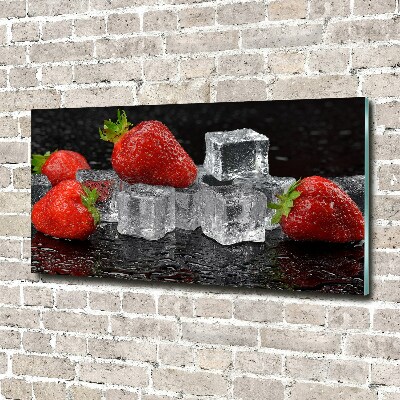 Cuadro de cristal templado moderno horizontal Fresas con hielo