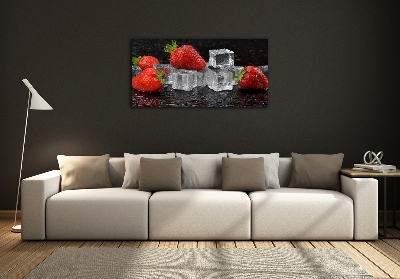 Cuadro de cristal templado moderno horizontal Fresas con hielo