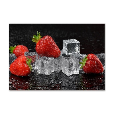 Cuadro de cristal templado moderno horizontal Fresas con hielo