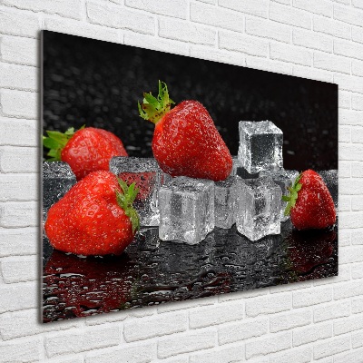 Cuadro de cristal templado moderno horizontal Fresas con hielo