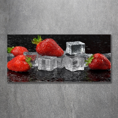 Cuadro de cristal templado moderno horizontal Fresas con hielo