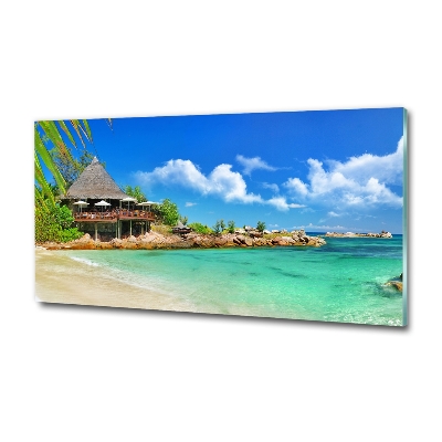Cuadro de cristal templado moderno horizontal Playa de Seychelles