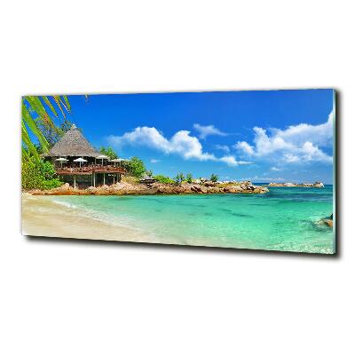 Cuadro de cristal templado moderno horizontal Playa de Seychelles