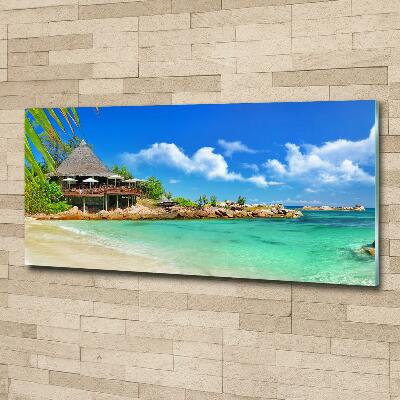 Cuadro de cristal templado moderno horizontal Playa de Seychelles