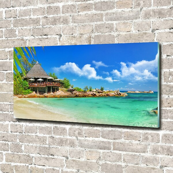 Cuadro de cristal templado moderno horizontal Playa de Seychelles