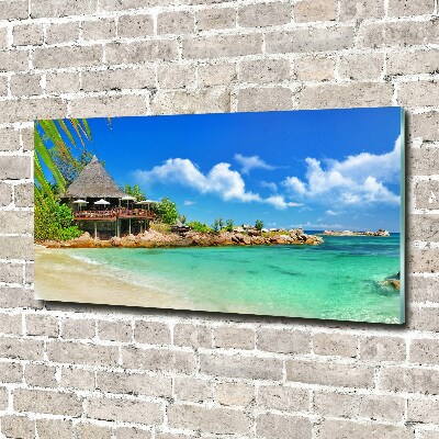 Cuadro de cristal templado moderno horizontal Playa de Seychelles