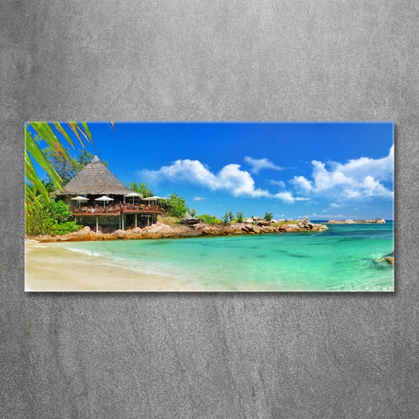 Cuadro de cristal templado moderno horizontal Playa de Seychelles