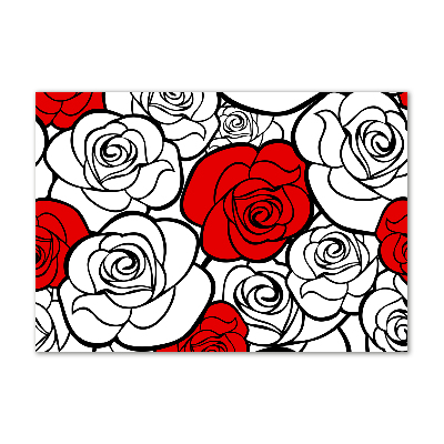 Cuadro de cristal templado moderno horizontal Rosas