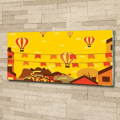 Foto en cristal de alta calidad con impresión uv horizontal Globos sobre la ciudad