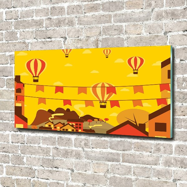 Foto en cristal de alta calidad con impresión uv horizontal Globos sobre la ciudad