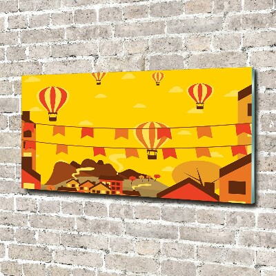 Foto en cristal de alta calidad con impresión uv horizontal Globos sobre la ciudad