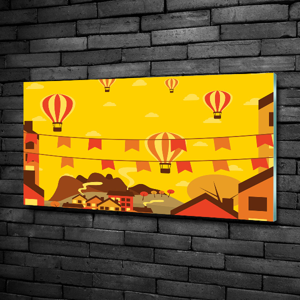 Foto en cristal de alta calidad con impresión uv horizontal Globos sobre la ciudad