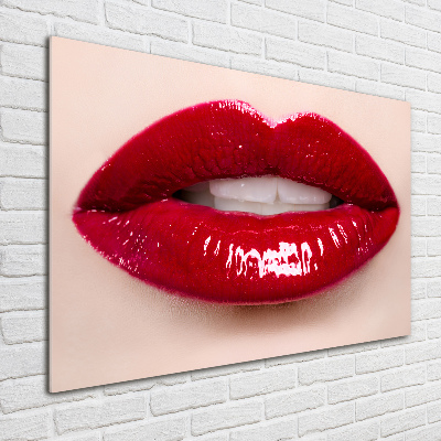 Foto en cristal de alta calidad con impresión uv horizontal labios rojos