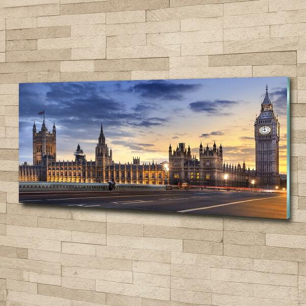 Cuadro decorativo de vidrio para salón horizontal Big Ben de Londres