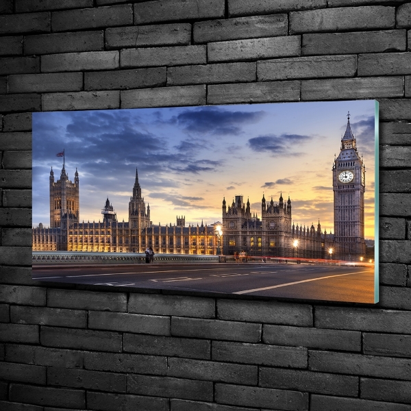 Cuadro decorativo de vidrio para salón horizontal Big Ben de Londres