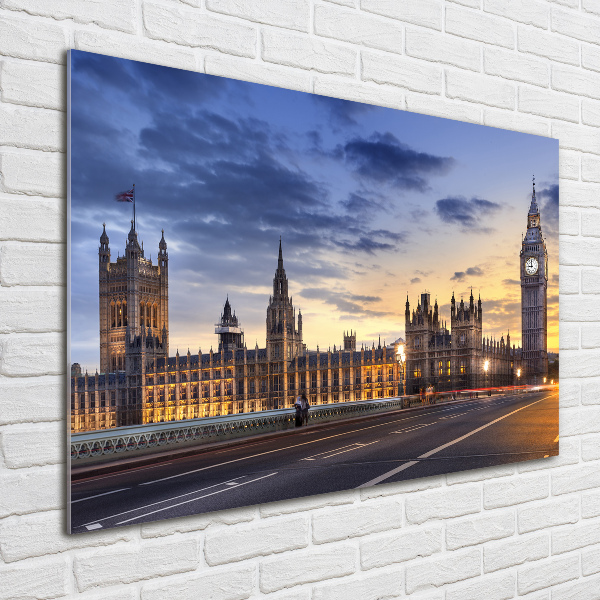 Cuadro decorativo de vidrio para salón horizontal Big Ben de Londres