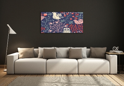 Foto-obraz szklany Kury sowa rośliny