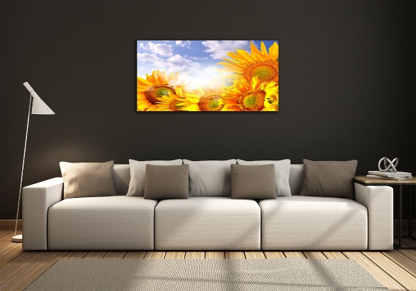 Impresión en cristal con acabado brillante horizontal Girasoles