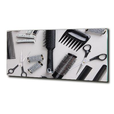 Cuadro decorativo de vidrio para salón horizontal Herramientas de peluquería
