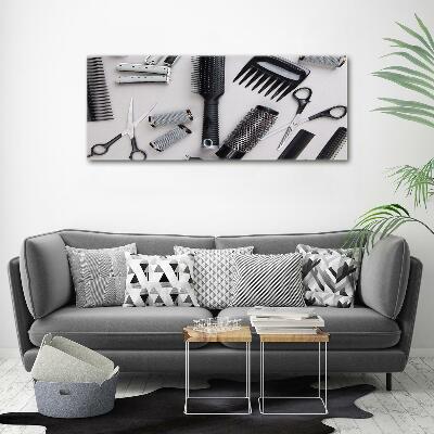 Cuadro decorativo de vidrio para salón horizontal Herramientas de peluquería