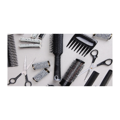 Cuadro decorativo de vidrio para salón horizontal Herramientas de peluquería