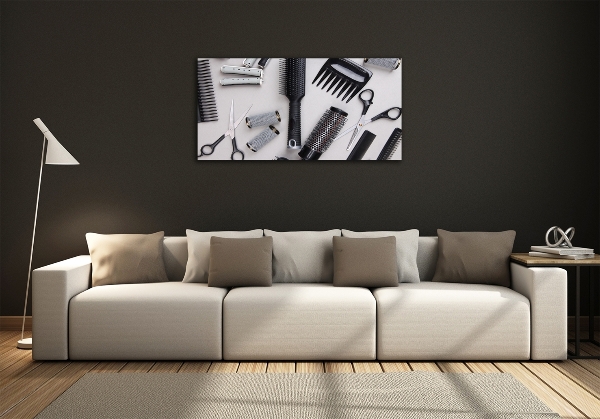 Cuadro decorativo de vidrio para salón horizontal Herramientas de peluquería