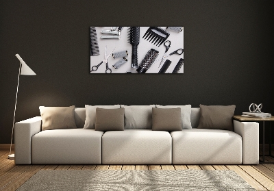 Cuadro decorativo de vidrio para salón horizontal Herramientas de peluquería