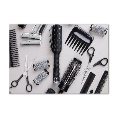 Cuadro decorativo de vidrio para salón horizontal Herramientas de peluquería