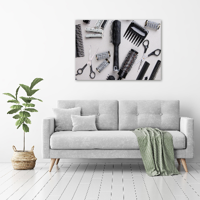 Cuadro decorativo de vidrio para salón horizontal Herramientas de peluquería