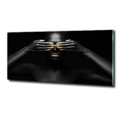 Foto en cristal de alta calidad con impresión uv horizontal Mujer de negro