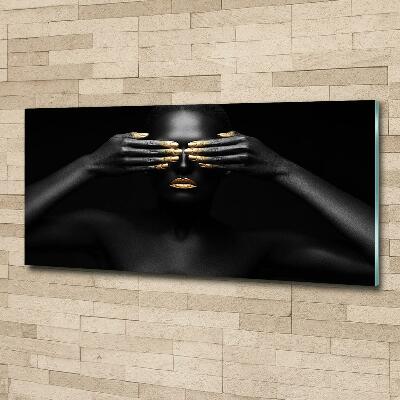 Foto en cristal de alta calidad con impresión uv horizontal Mujer de negro